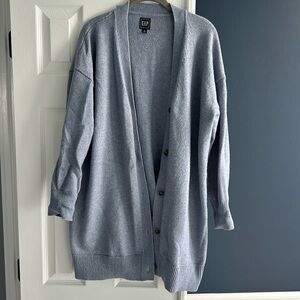 Gal blue extra long oversized wool cardigan